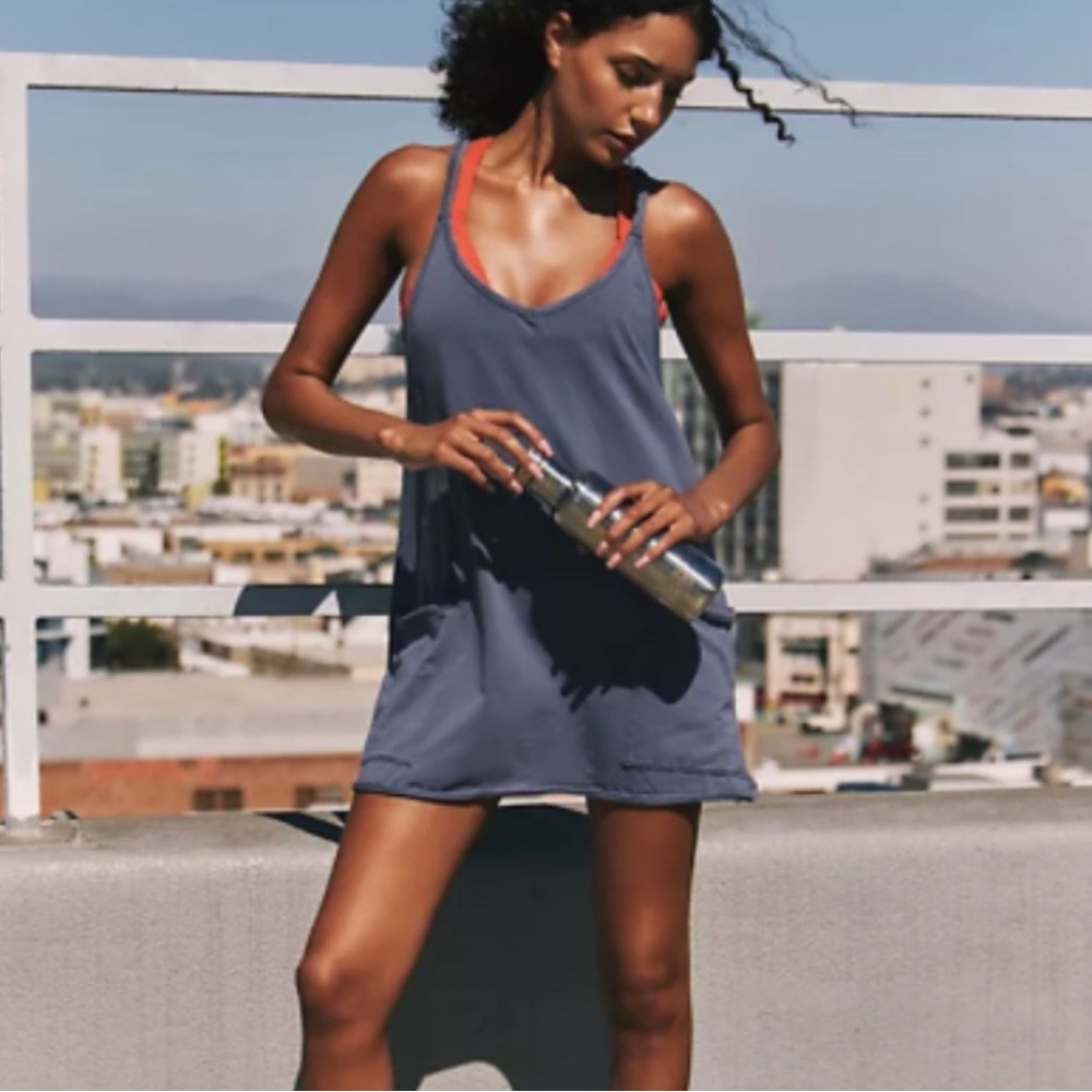 NWOT Free People Hot Shot Mini Dress Oversized Blue Indigo Size Medium